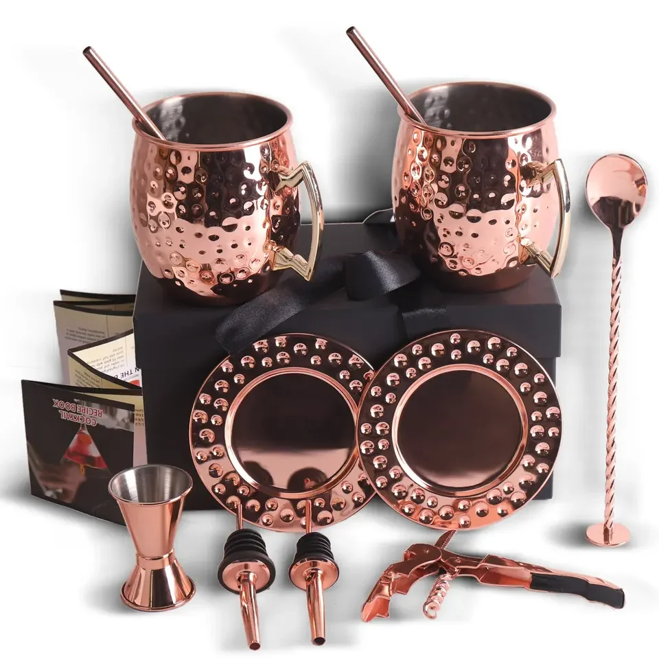 Hot Sale Rose Gold Stainless Steel Moscow Mule Mug Set Of 12 For Wine Cold Drinks