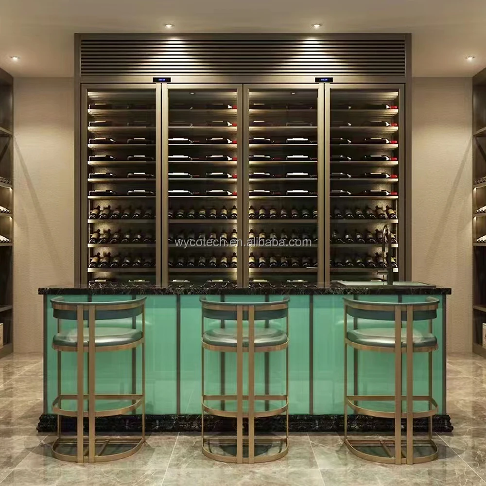 Customized Wine Refrigerator Cabinet for Hotel Restaurant Luxury Large Size Built in Wine Cooler under counter wine fridge