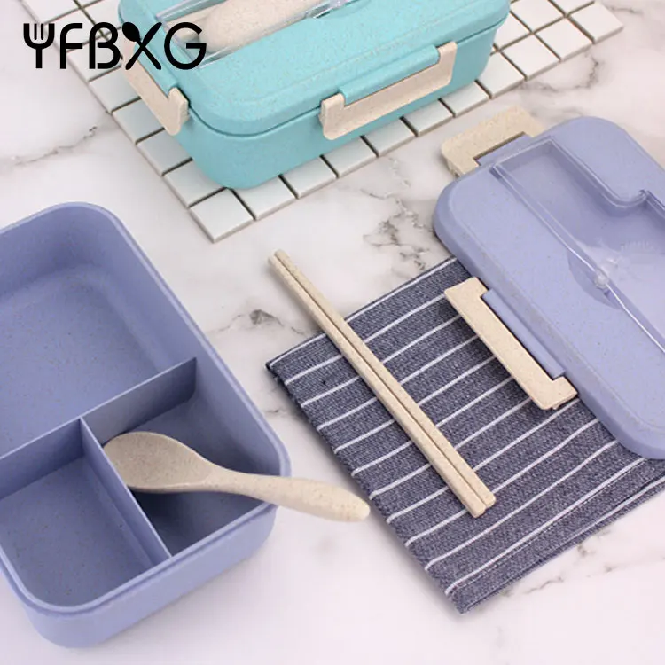 Еды в наличии натуральная биоразлагаемая пшеничная волоконная солома Ланч-бокс bento герметичный для детей