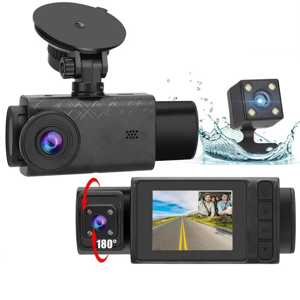 3Channel Camera Lens 1080P HD Car DVR with Rear View Camera Auto Electronics Dash Cam DVR 24H Parking Monitor Black Box for Cars