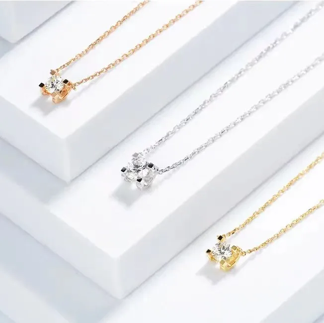 Lab grown diamond necklace dainty solitaire necklace 18k white gold diamond necklace lab diamond