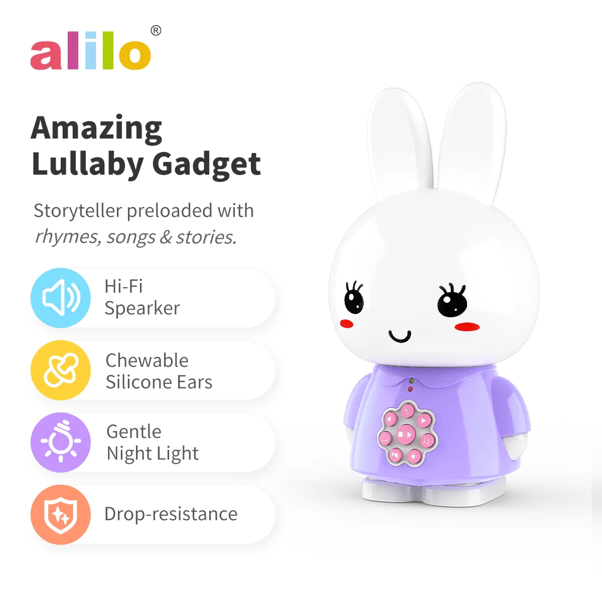 Honey Bunny Alilo G6 Colorful Lights And Music Robot Baby Early Learning Educational Equipment Musical Toy  For Kids
