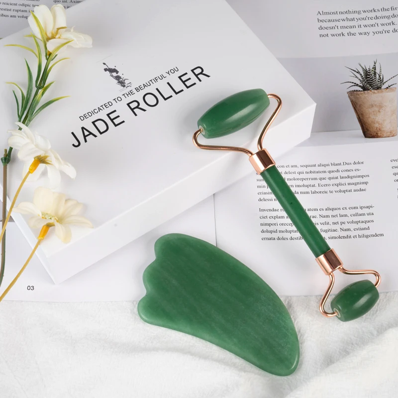 
Amazon best selling high quality rose quartz jade roller set 