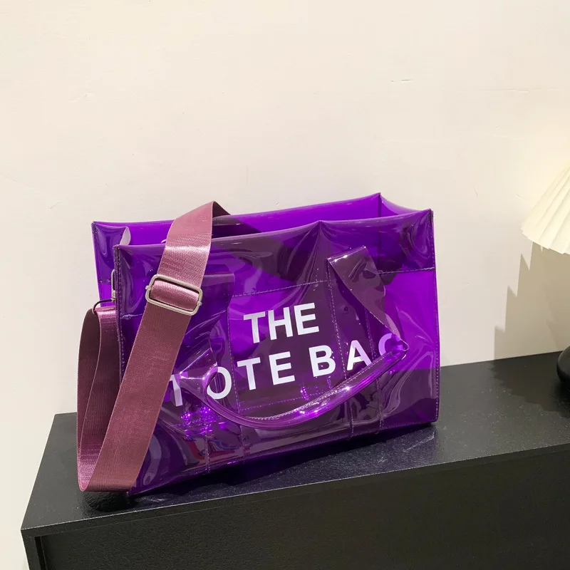 Customized Logo Transparent Handbag Fashion Luxury Transparent PVC Shopping Bag Ladies Shoulder Bag