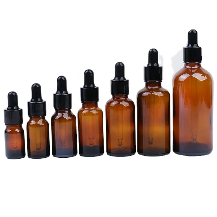 5ml,10ml,15ml,20ml,30ml,50ml,100ml amber essential oil bottle serum dropper glass bottle for personal care