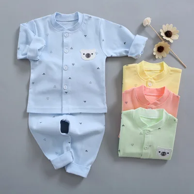 2021 весенний детский Qiuyi Qiuku хлопковый комплект нижнего белья для младенцев с мультяшным рисунком Кардиган с длинным рукавом