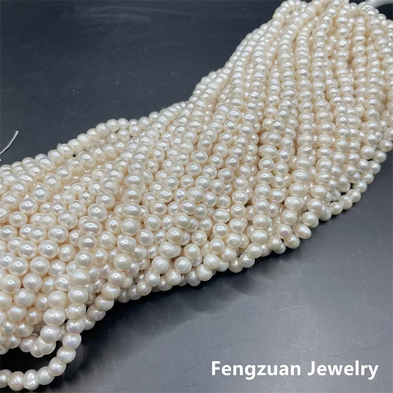 Round Shape White Color Pearl Strand A Grade Natural Freshwater Pearl String For Jewelry Making