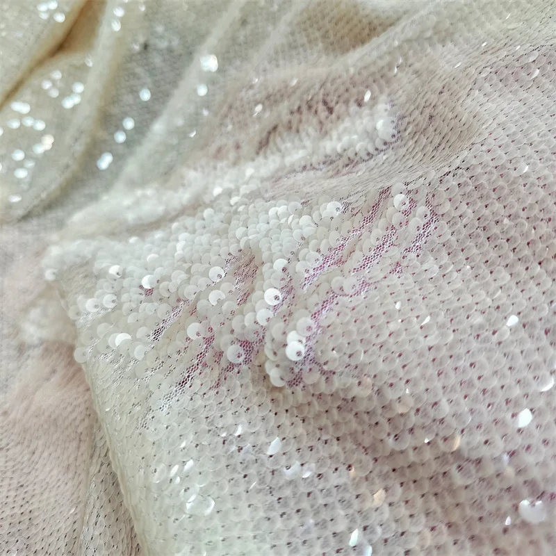 High Quality Sequin Embroidery Lace Dubai Fabric African Bridal Red reversible sequins Lace Fabric