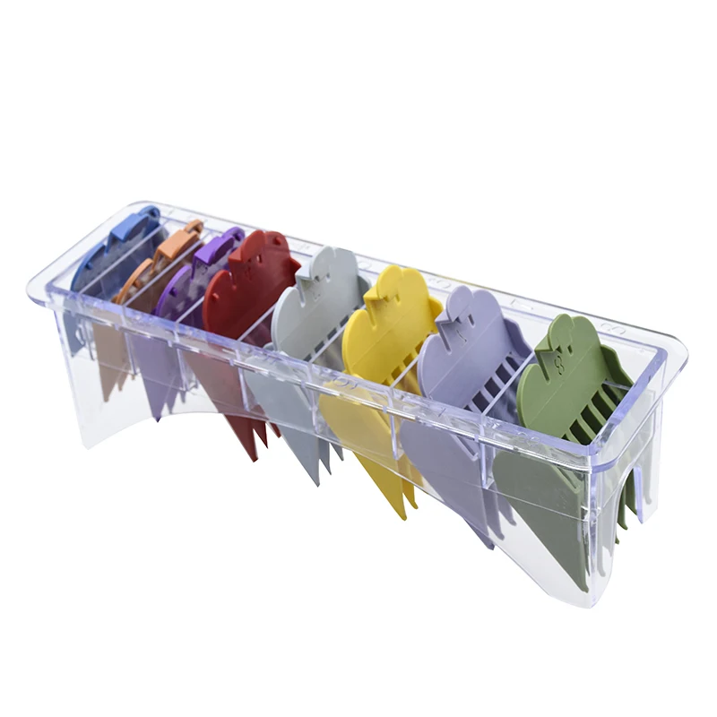 8pcs/set Color Professional Hair Clipper Combs Guides Fits for All Full Size Replacement Guards Set