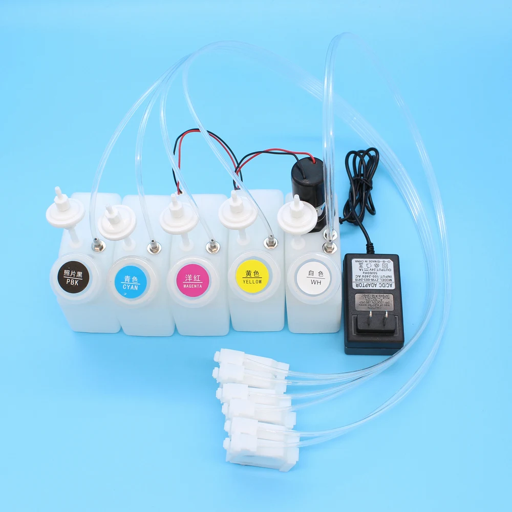 250 мл DTF белыми чернилами СНПЧ для Epson L1800 R1390 1400 1500W L800 L805 1430 1410 мешалкой миксер источник питания