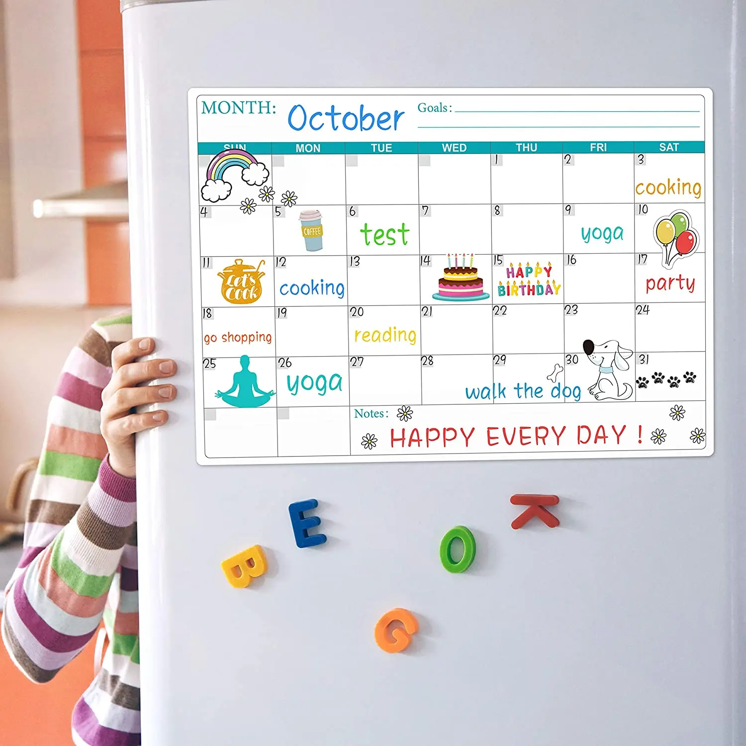 2023 Magnetic Fridge Planner Dry Erase Whiteboard Monthly Calendar Magnet for Kitchen Fridge
