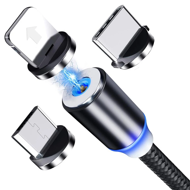 
Wholesale Magnetic Mobile Phone USB Cable Type C Charging Cable 3 in 1 Micro Magnet USB Cable 