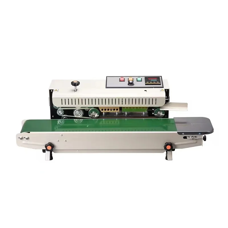 2024 FR-900 Band Sealer Machine Plastic Bag Vertical Continuous Band Sealer With Date Printer Hot Sealing Machine