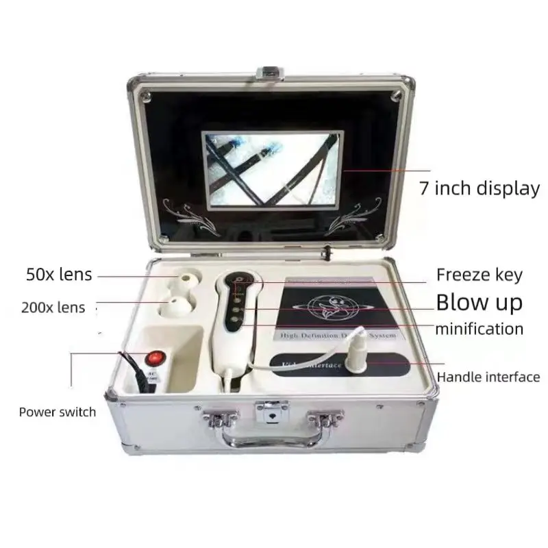 7Inch LCD Skin & Hair Analyzer Detector Digital Microscope Magnifier Skin Hair Blackhead Follicle Scalp