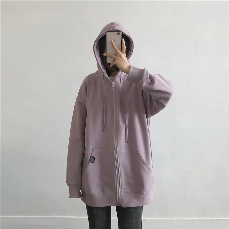 Cheap Price Global Blank Fall Winter Loose Fit Hoodie Women Hooded Sweatshirt Ladies Zip Up Sweatshirt