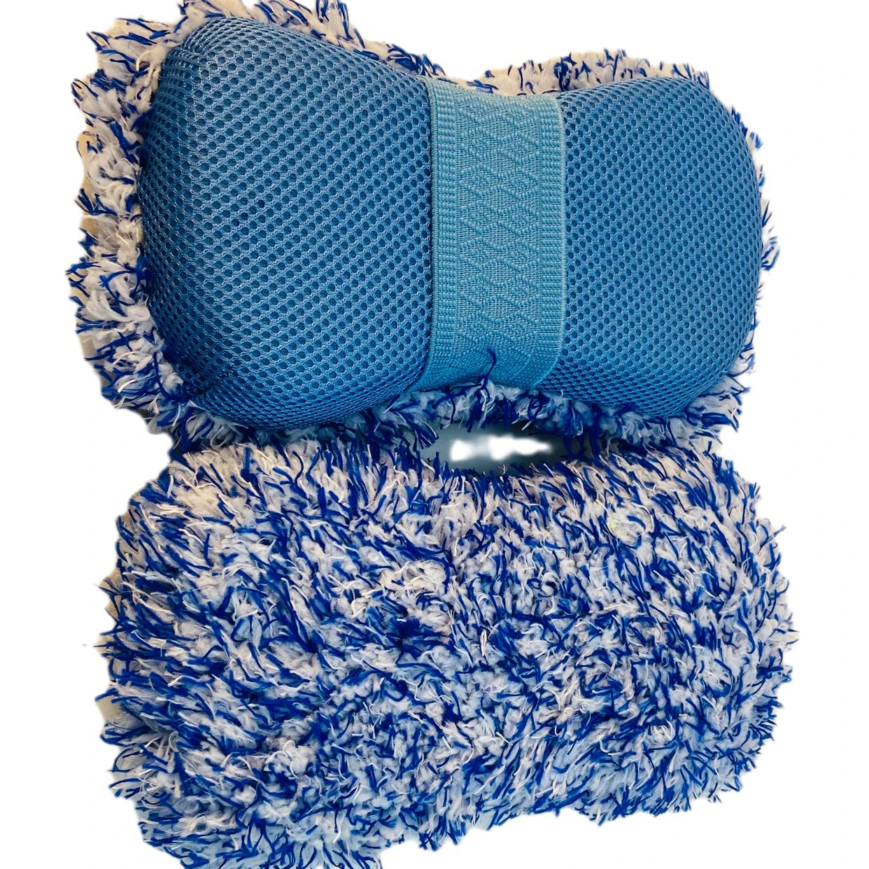 Blue and White Two Sided Car Washing Pad Ultra Soft Cleaning Two Sides Mitt with Hand Strap