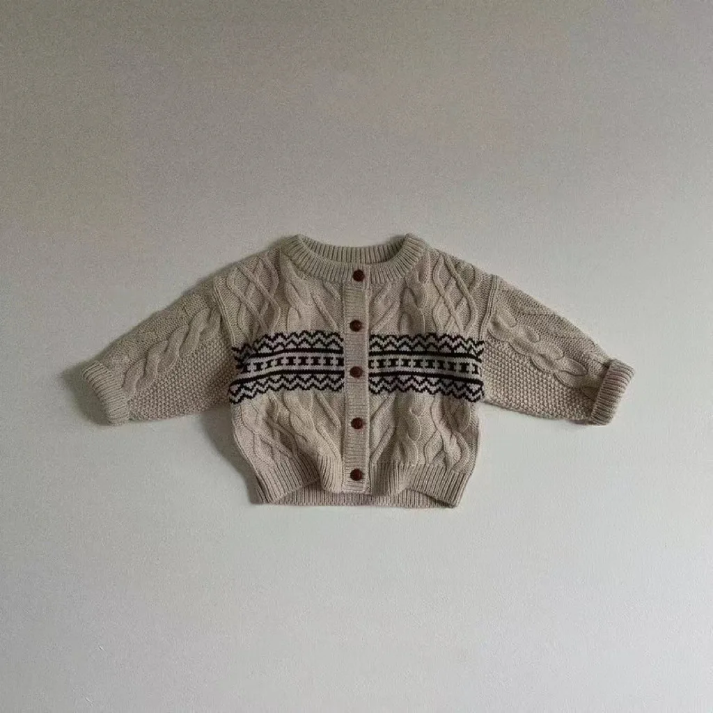 Wholesale Infant Toddler 1PCS Knitted Sweater Baby Girl Boy Winter Fall Long Sleeve Outwear Oversize Cardigan Kids Clothing Coat