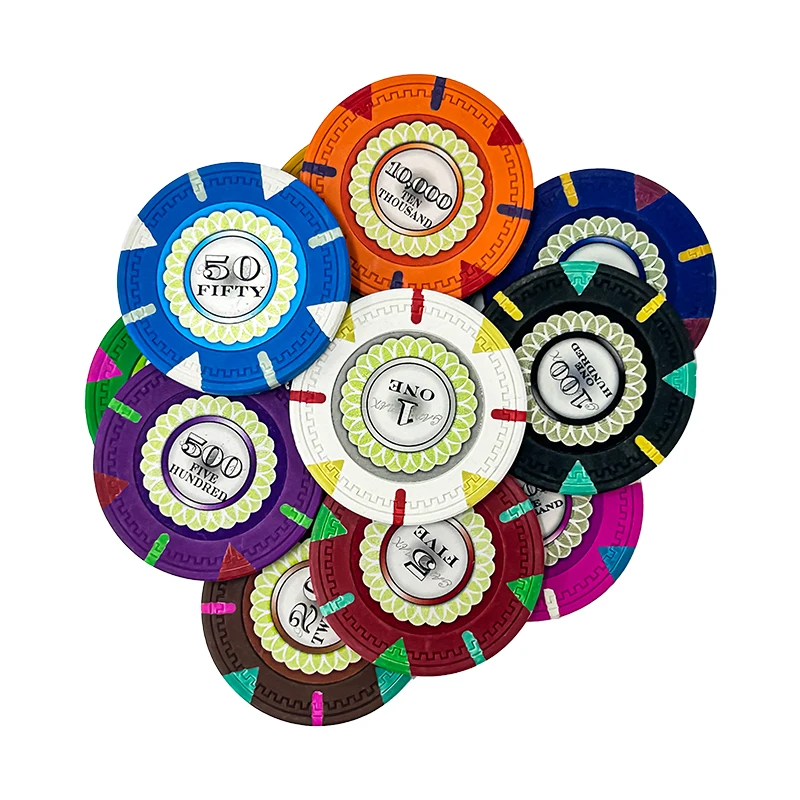 40mm Clay Poker Chips Casino Gambling Game Token for Card Board Game 14g Coins Poker Table Accessories