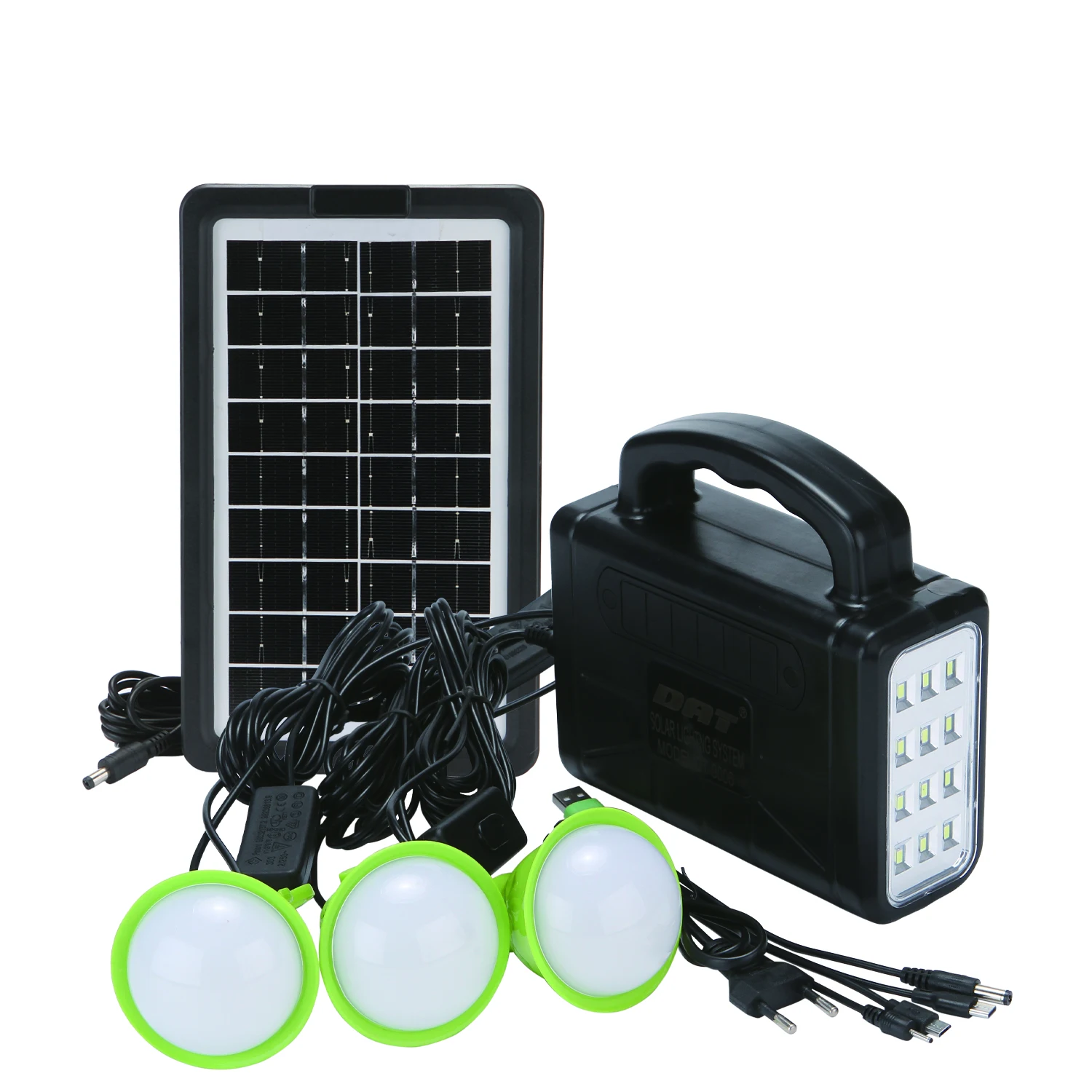 DT-9006  DAT solar energy system kits  home solar lighting system with three bulbs solar power bank