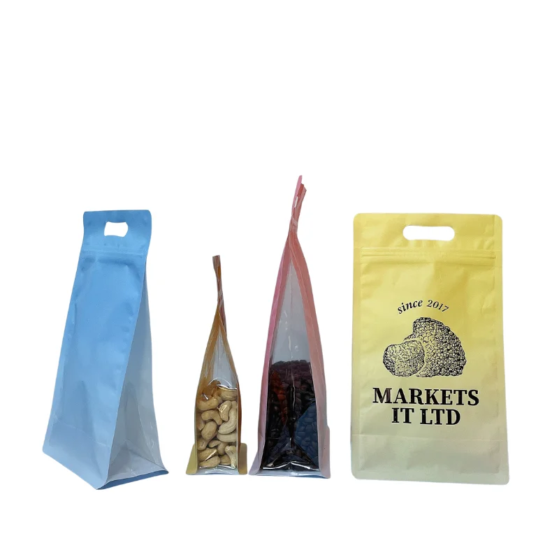 Food Grade Plastic Laminated Maize Flour Storage Flat Bottom Bags Resealable Cereal Bean Packaging Zipper Bag