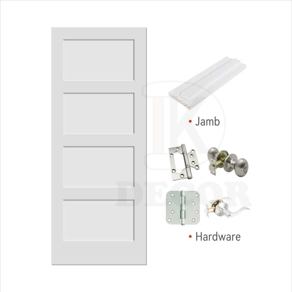 18 in x 80 in Shaker 5-Panel Solid Core Primed MDF Prehung Interior Door with Lock and Frames