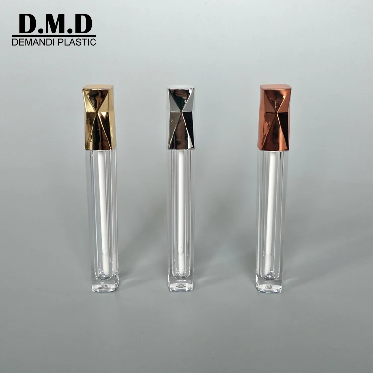 Low MOQ clear new design luxury unique empty 5ml 5 ml rose gold silver lipgloss tubes for lip gloss