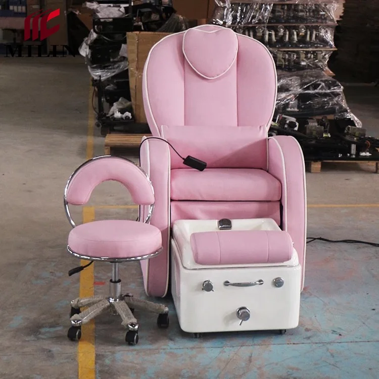 Luxury modern pink pedicure chair can recline to 180 degree professional pedicure chair with basin
