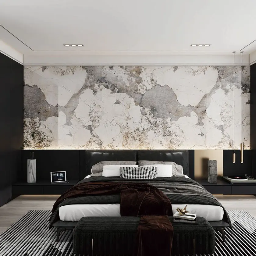 Pet Marble Continuous Texture Co-extruded Bamboo Charcoal Wood Veneer Wpc Wall Panel For Background Walls