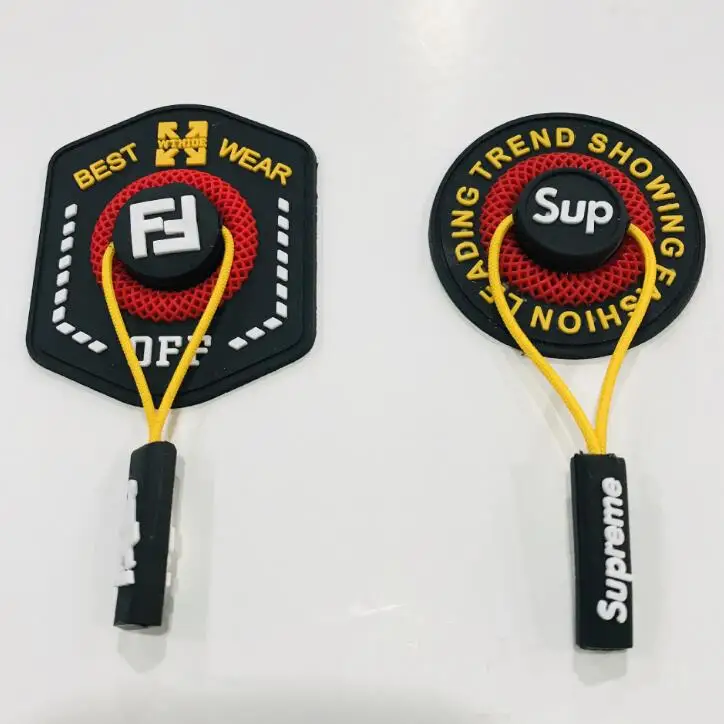 customized brand name labels Rubber badge embossed rubber heat transfer 3d bag labels heat seal labels