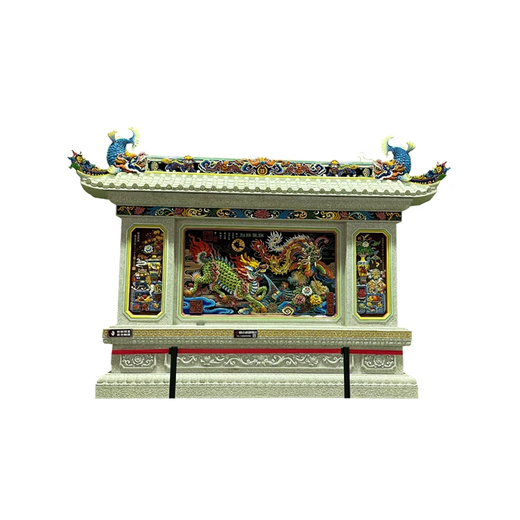 Marble Stone Relief Culture Wall Screen Wall Red Natural Stone Nine Dragon Relief