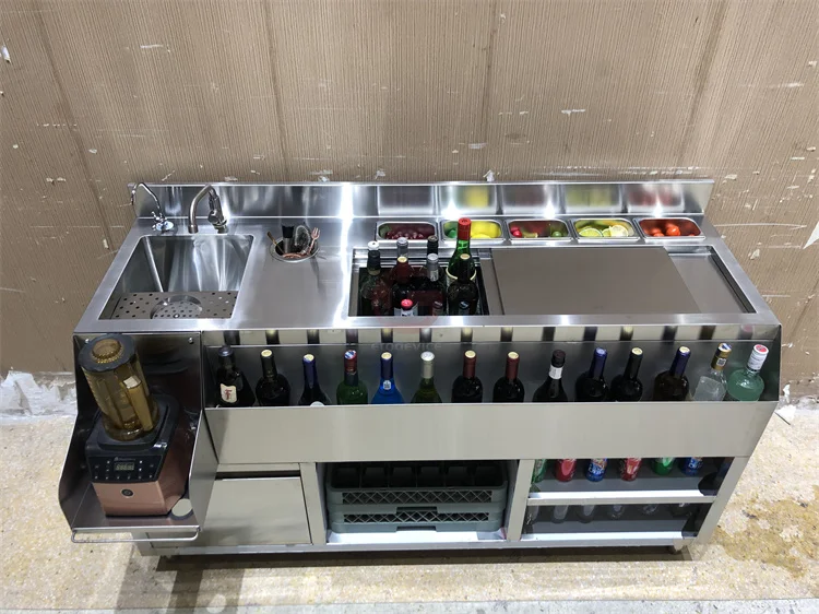 Customized Standard 304 stainless steel Bartender table KTV bar bartender workbench cocktail station bar equipment