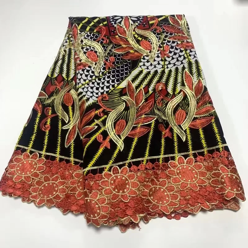 ACI New Arrivals African Wax Print Ankara Lace Fabric 6 Yards In 100% Cotton Soft Quality Embroidery Fabric