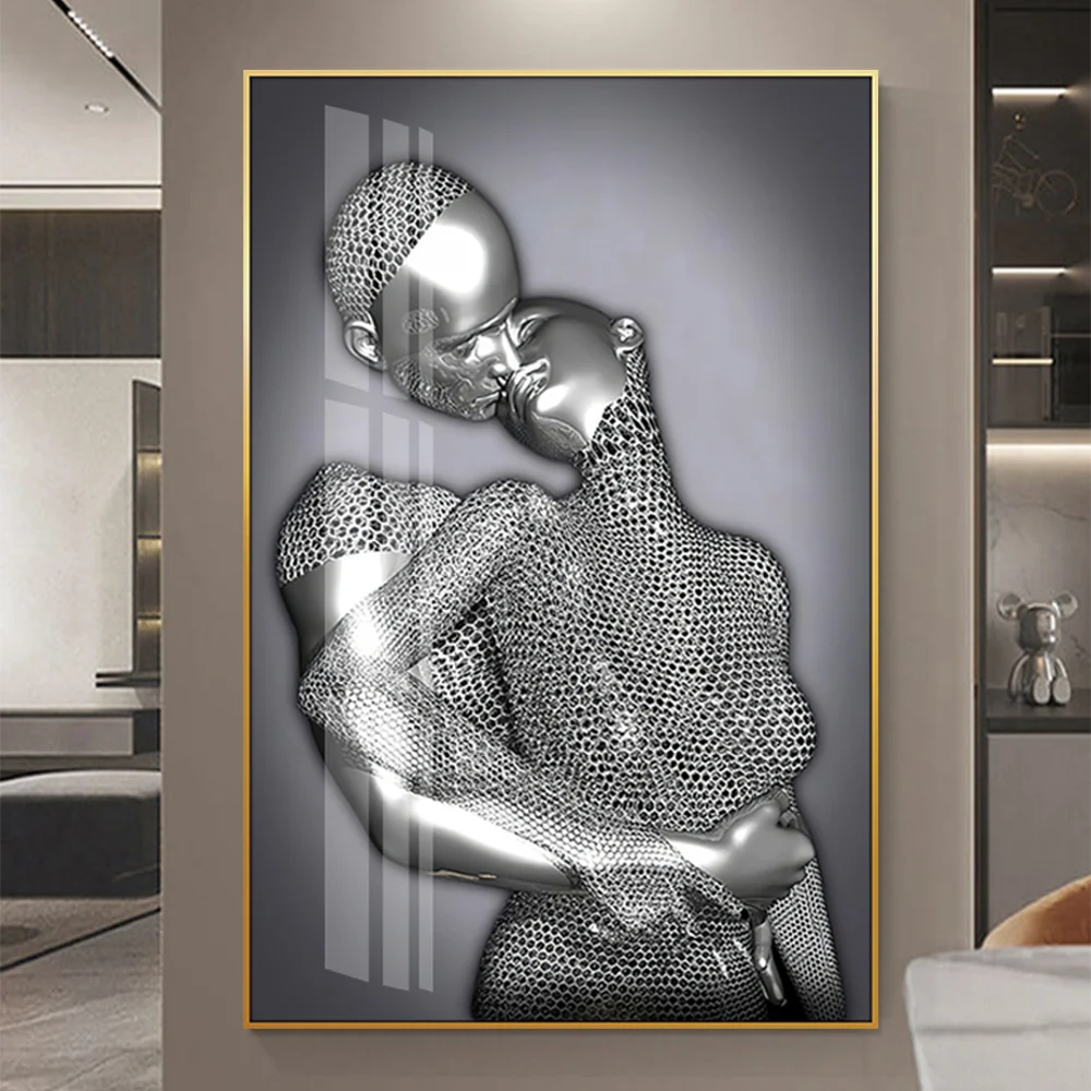 Guanjun Sexy Body Art Supplier Modern Painting Abstract Wall Art Home Decor Crystal Porcelain Painting Custom