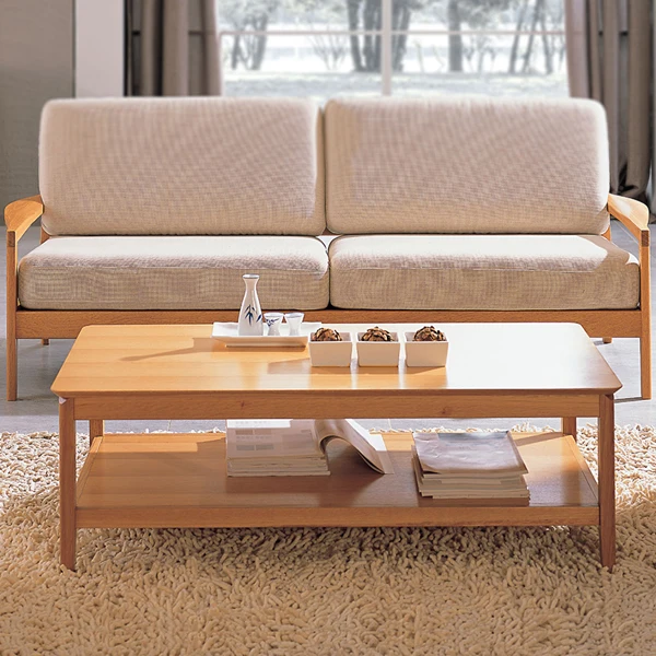 Modern design rectangular center table for living room furniture natural oak wooden coffee table