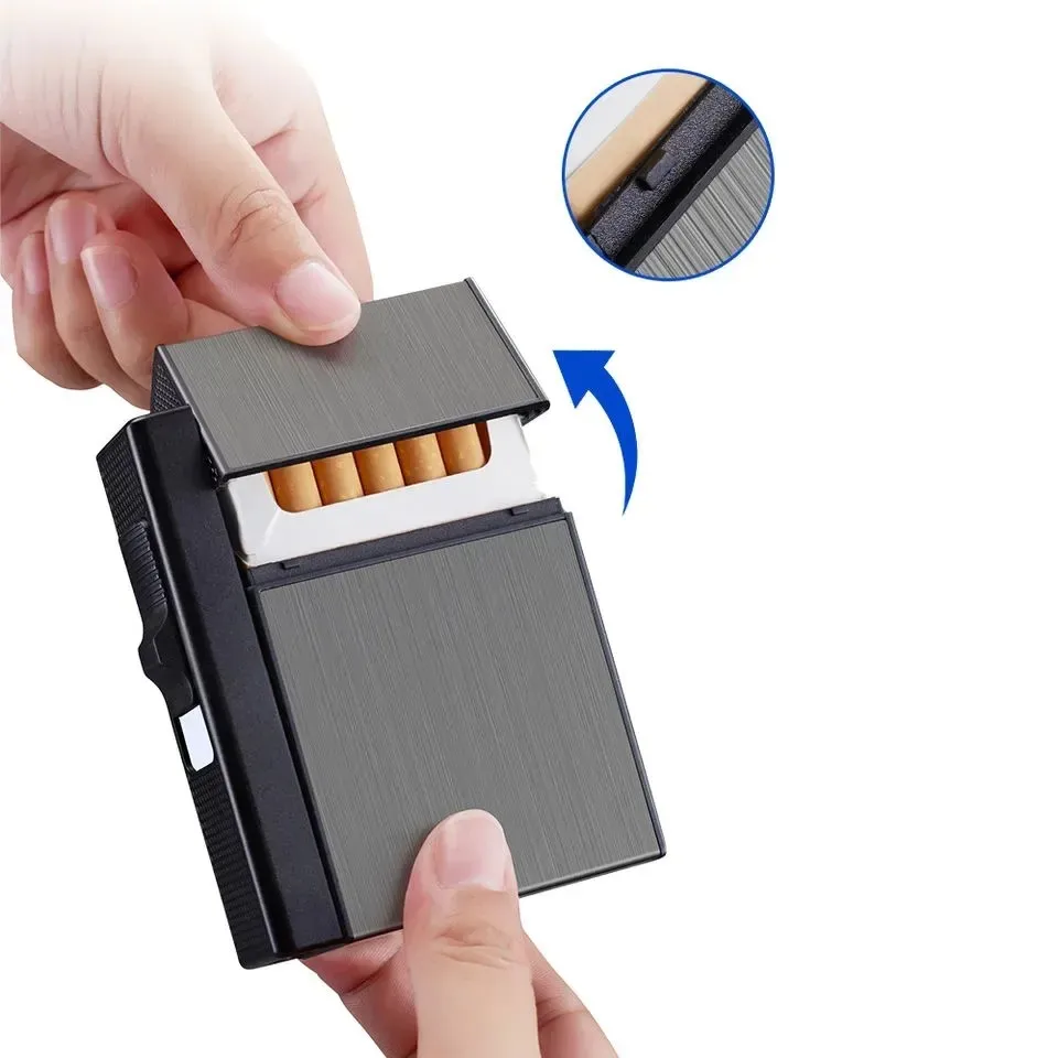 Hot Selling Heat Coil Ignition Lighters Cigarette Case with Lighter Usb Rechargeable Cigarette Box Lighter
