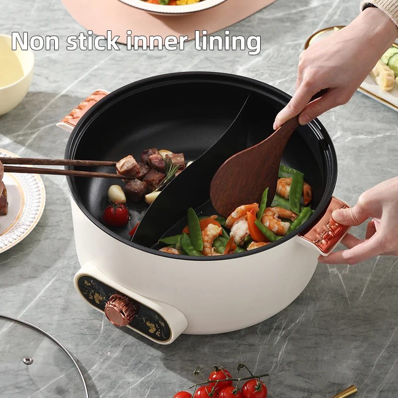 Yuedisi Wholesale 5L Double-flavor Hot Pot Electric Hot Pot Multicooker Non-stick Cooking Frying Pot