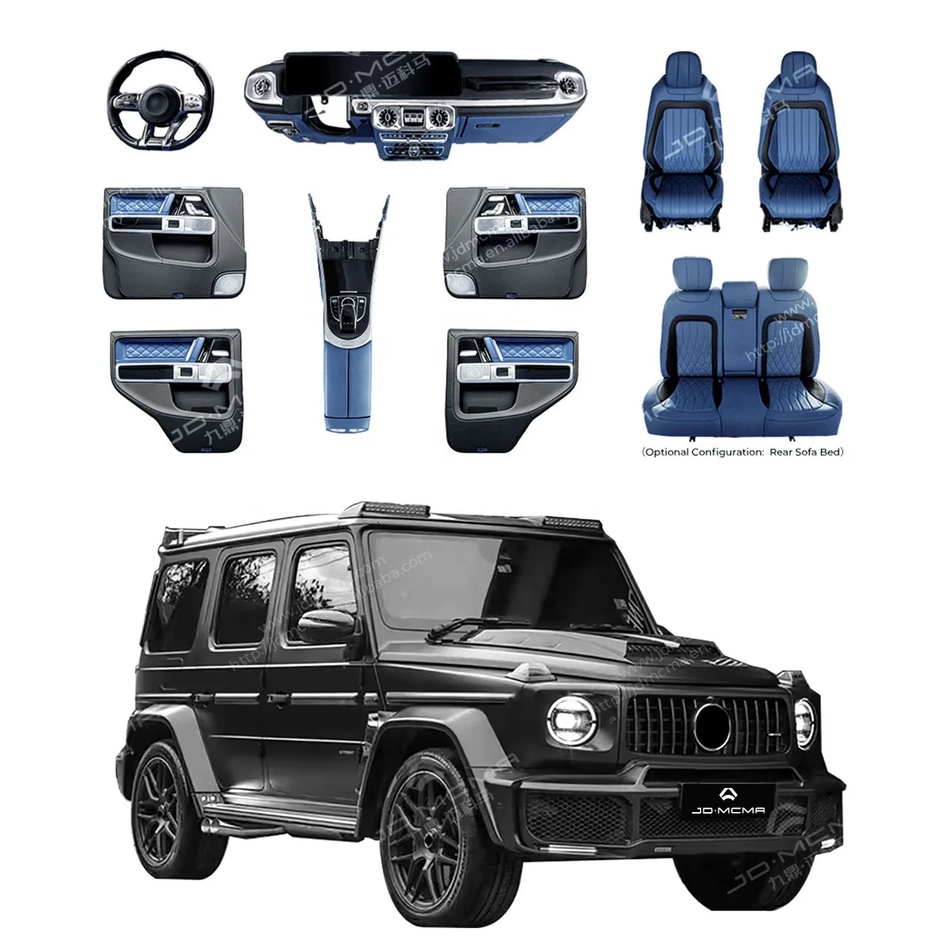 JDMCMA Dark Blue G400 G500 G55 G63 2002-2018 Interior Accessory Part For G Class W463 To W464 2019+ Upgrade Interior Kit