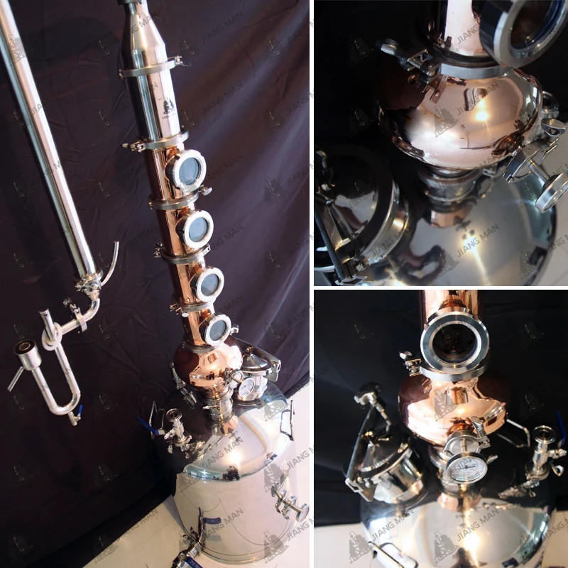 150l home alcohol distiller 6 plates 4' copper bubble plate column 96% alcohol