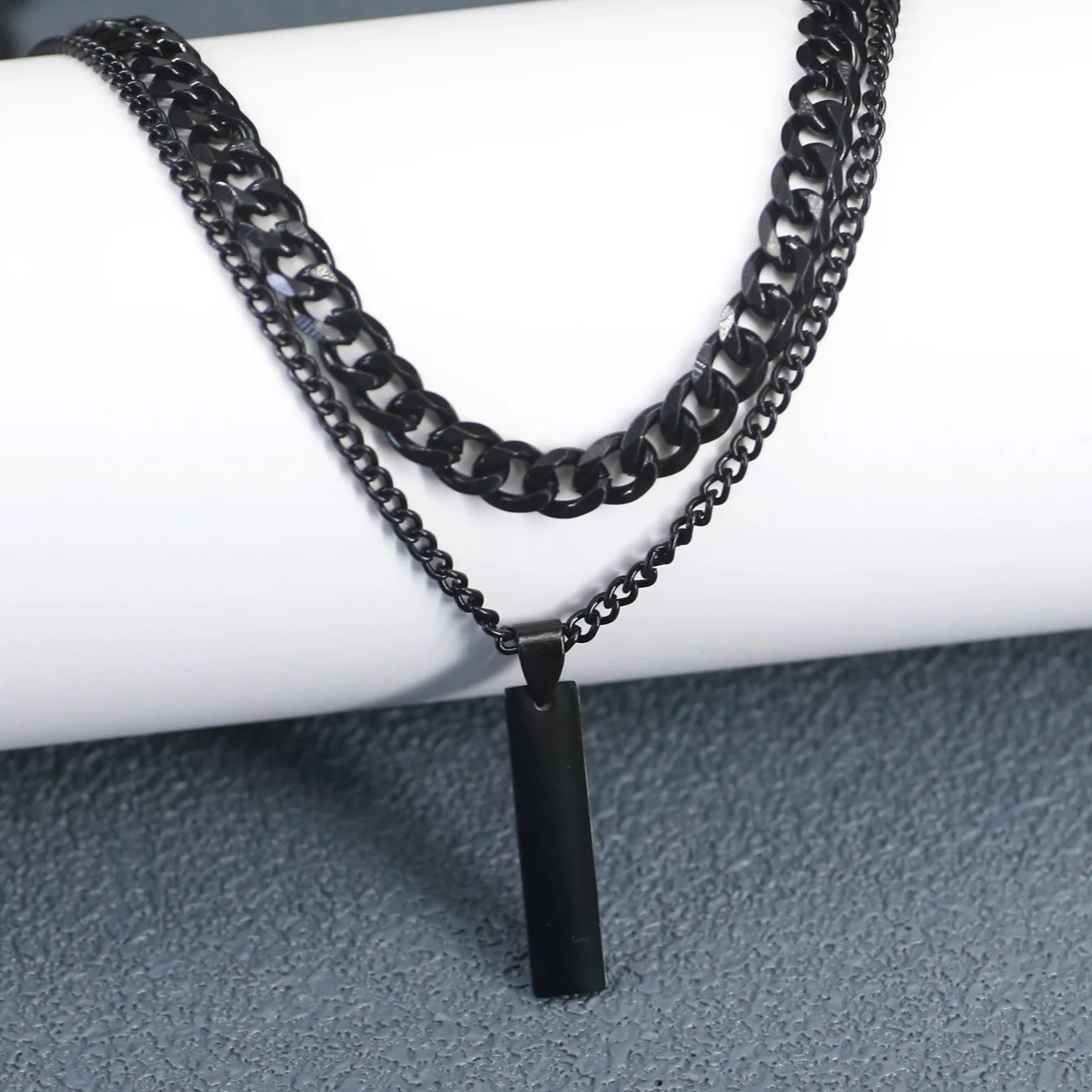 Stainless Steel Multi Layer Link Chain Hiphop Cuban Curb Chain Jesus Cross Pendant Necklace For Men Couple Friend Prayer Jewelry