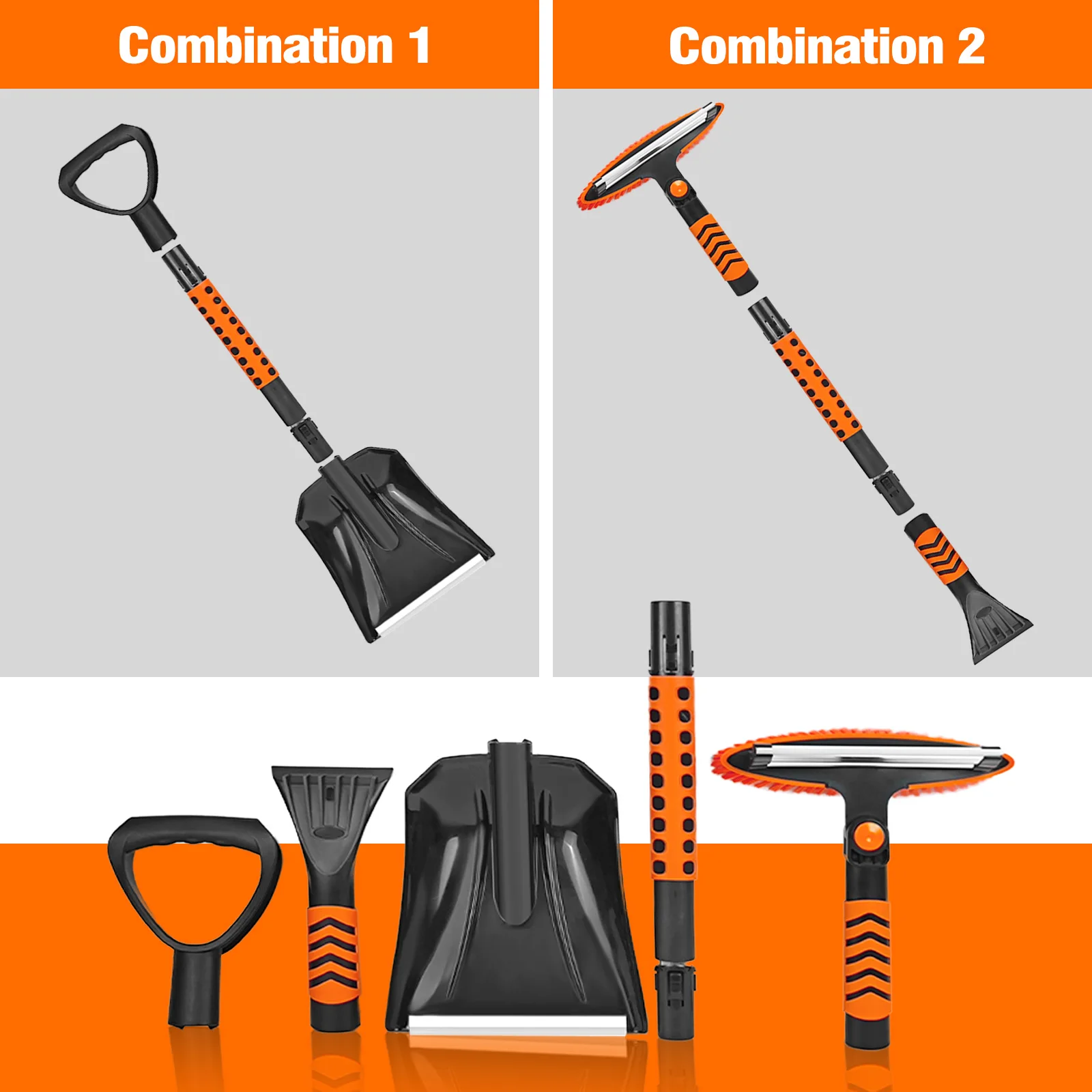 Detachable Ice Scraper Snow Brush Window Ice Scraper with Ergonomic Foam Grip for Car SUV Truck