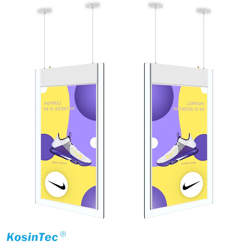 Shop Retail 55 65 Inch Indoor High Brightness Ceiling Hanging Advertising Double Side Digital Signage Window Lcd Screen Display