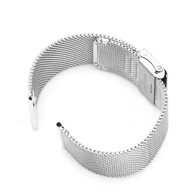 Chinber 11mm 12mm Smart Watch Band Milanese Mesh Silver Stainless Steel Strap