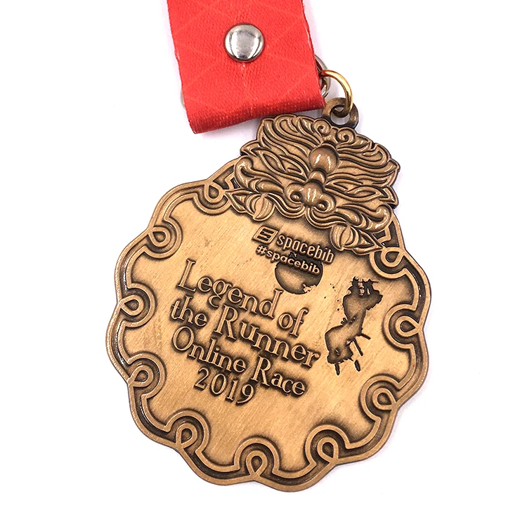 Custom 3D design zinc alloy old gold medallion sports champion award medal with lanyard no minimum order
