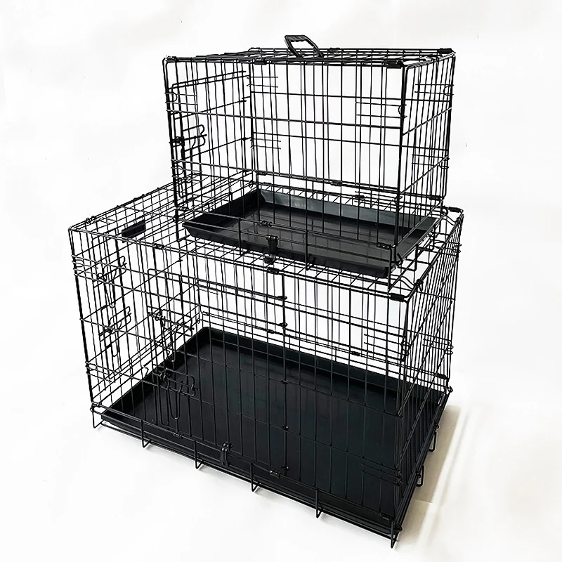 Wholesale Big Steel Pet Cage Heavy Duty Dog Crate Foldable Metal Large Dog Cat Cage with Tray