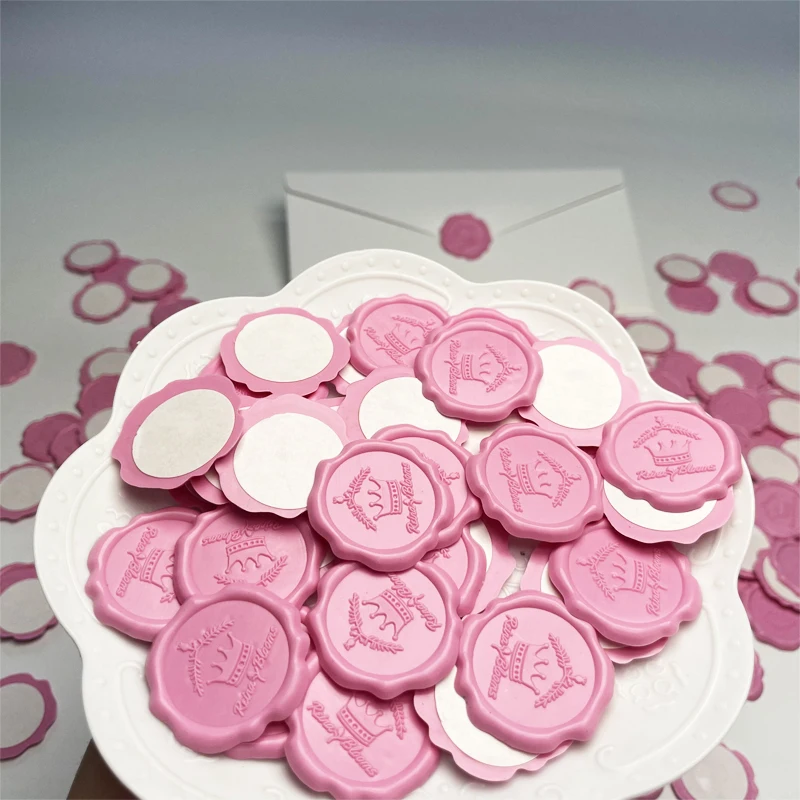 Luxury Self Adhesive Wax Stamp Stickers Envelope Label Rectangle Wax Sticker 3D Embossed Custom Wedding Wax Seal Sticker