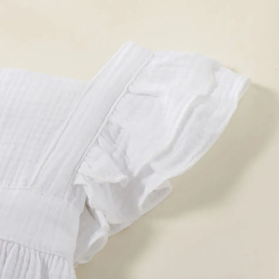 Crepe Solid Sleeveless Ubrania Dla Dzieci 100% Cotton Barboteuses Bb 3-6 Mois Peleles De Algodon Organico Baby Clothes Rompers