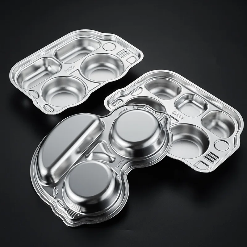 Stainless steel Food Tray for Kids Kindergarten Food Plate Children Food Bowl Dinner Divided Plate Baby Dinnerware Dishes Plate