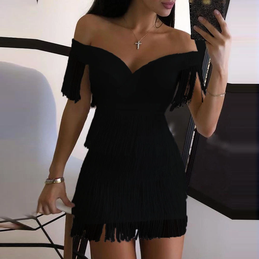 JF Career Turkey Dresses ODM/OEM Party Wear Women Sleeveless Bodycon Dress Summer Fringe Tassel White Other Formal Dresses