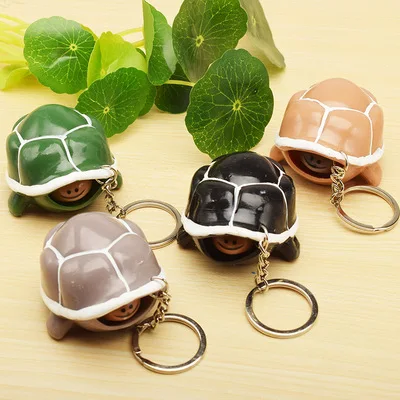 
andheld Sensory Key Chain Mini Animal Stress Reliever Toys Keyring Squeeze Turtle Head Tortoise Fidget Keychain 
