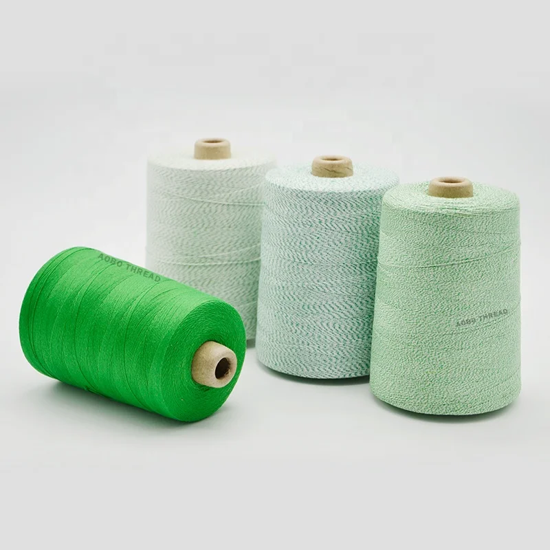 20s6 virgin material, raw white, shaped polyester bag closing thread factory price, bag closer thread